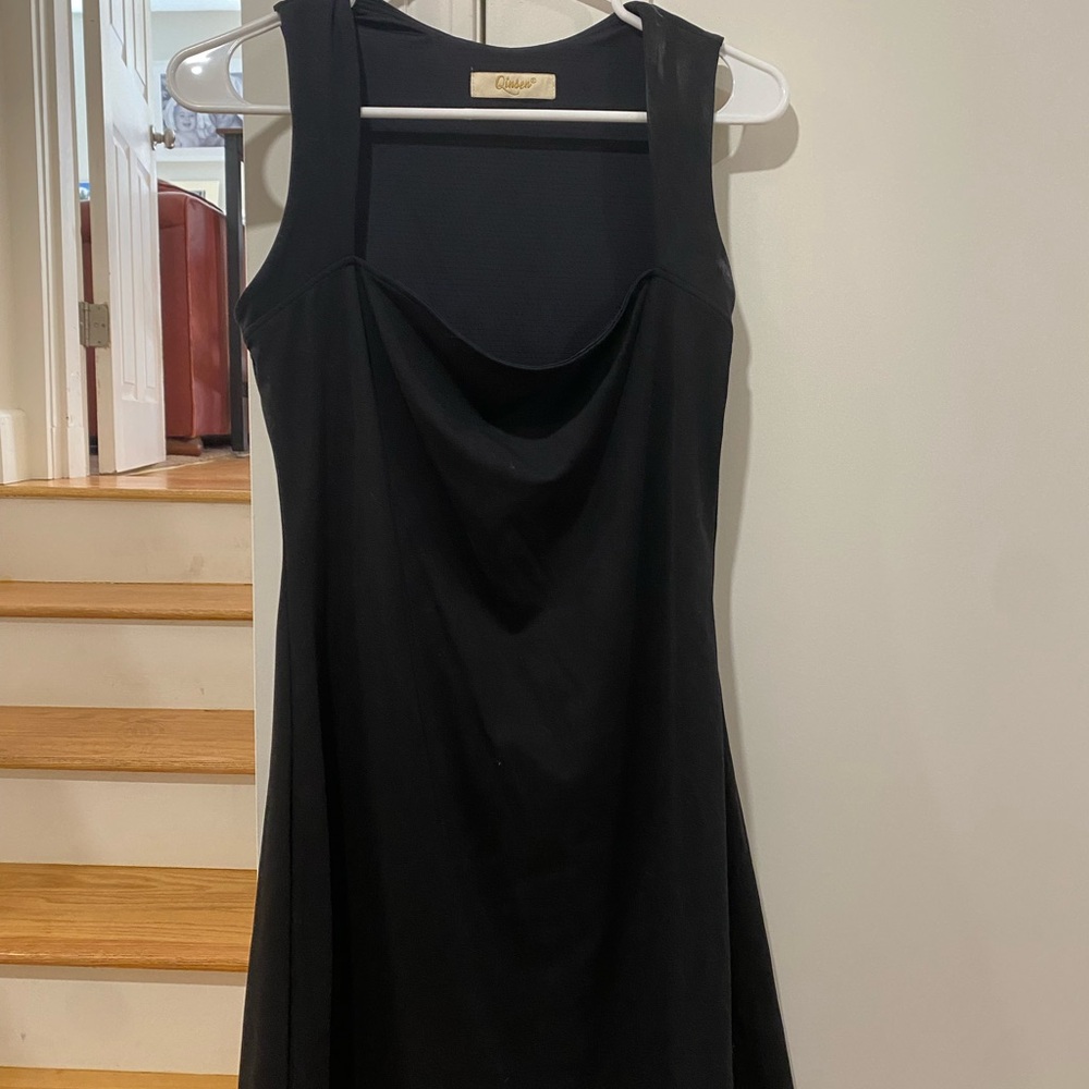 Elegant Black Athletic Mini Dress by Qinsen